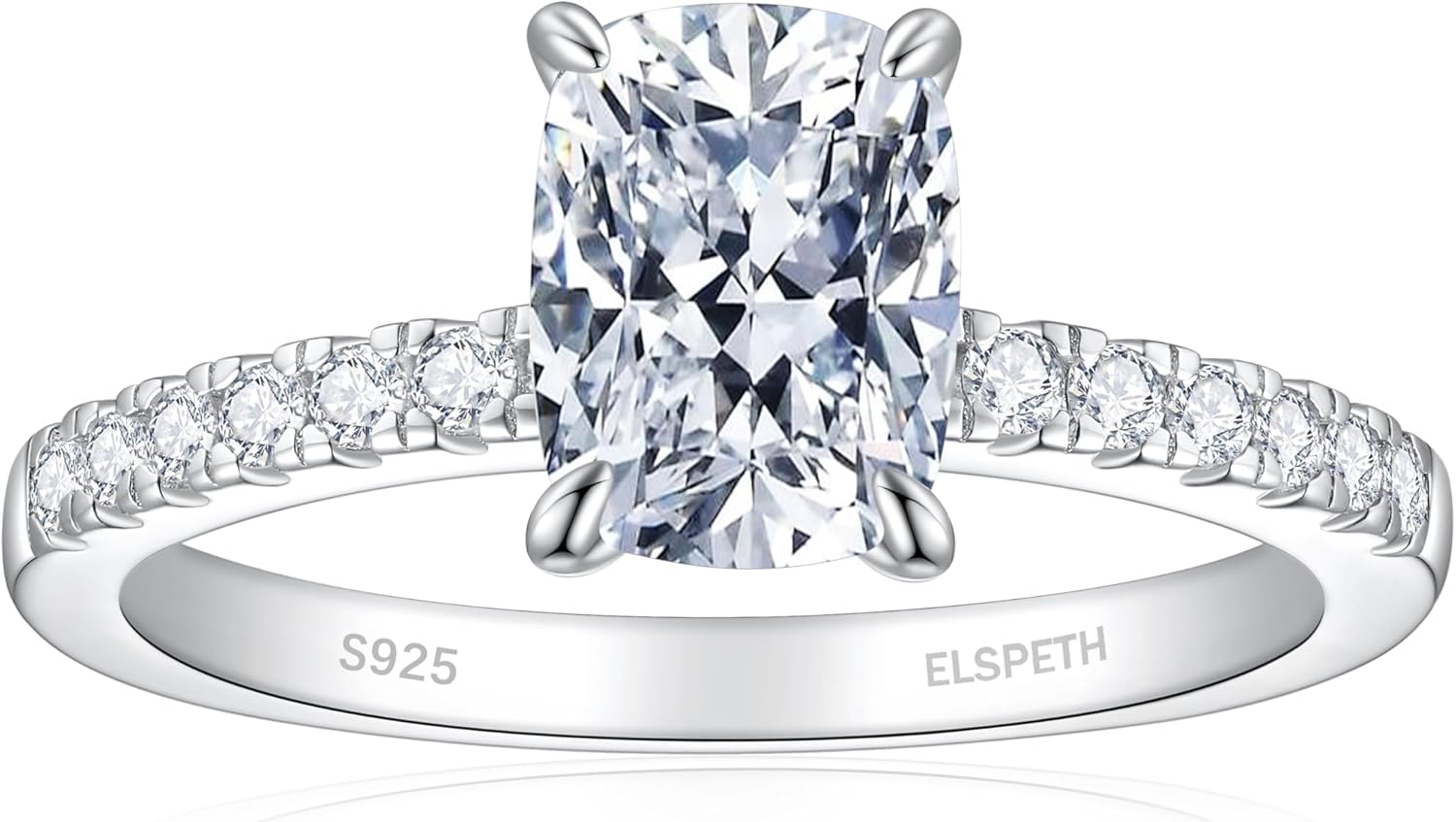 Elspeth 925 Sterling Silver Engagement Ring with Cubic Zirconia