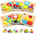 Wooden Puzzles Toddler Toys for 1 2 3 Years Old - Montessori Vehicle