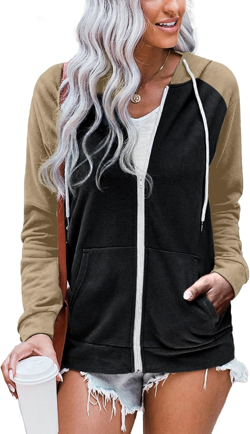 WROLEM Women Casual Full Zip Up Hoodie for All Seasons Comfort