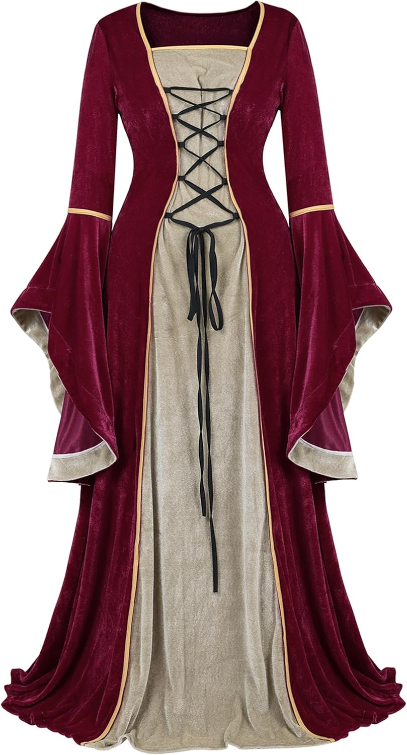 Renaissance Costume Women Velvet Irish Dress for Events