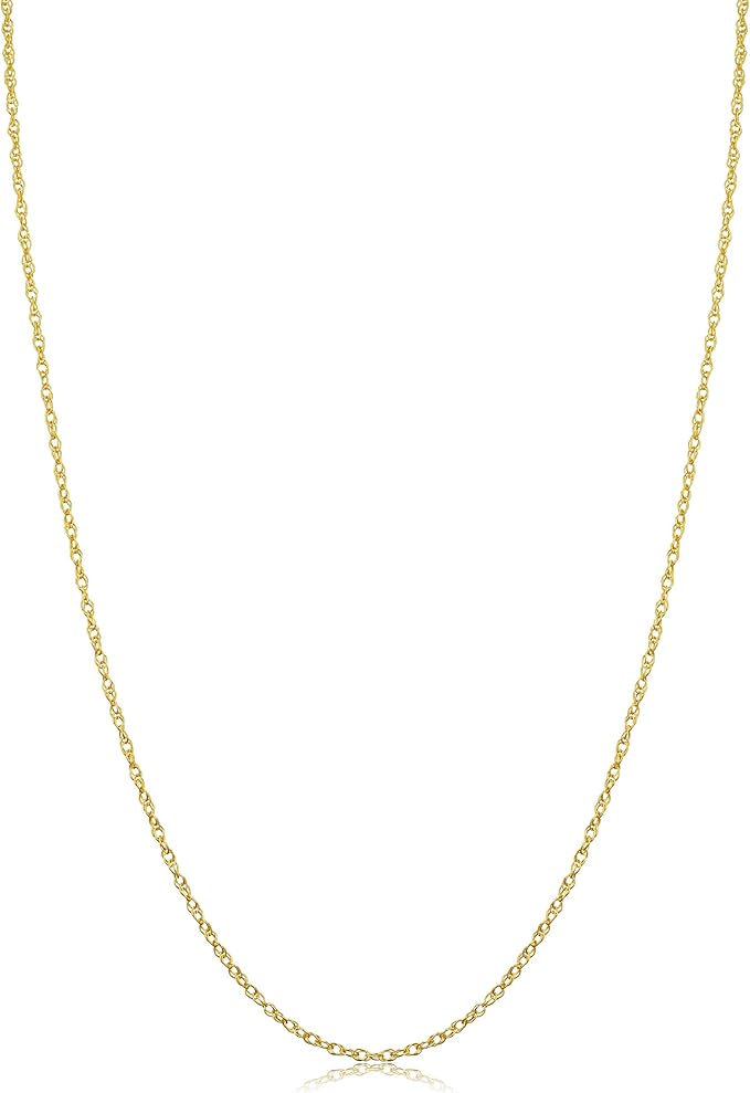 Kooljewelry 10k Yellow Gold Rope Chain Necklace - Lightweight Style