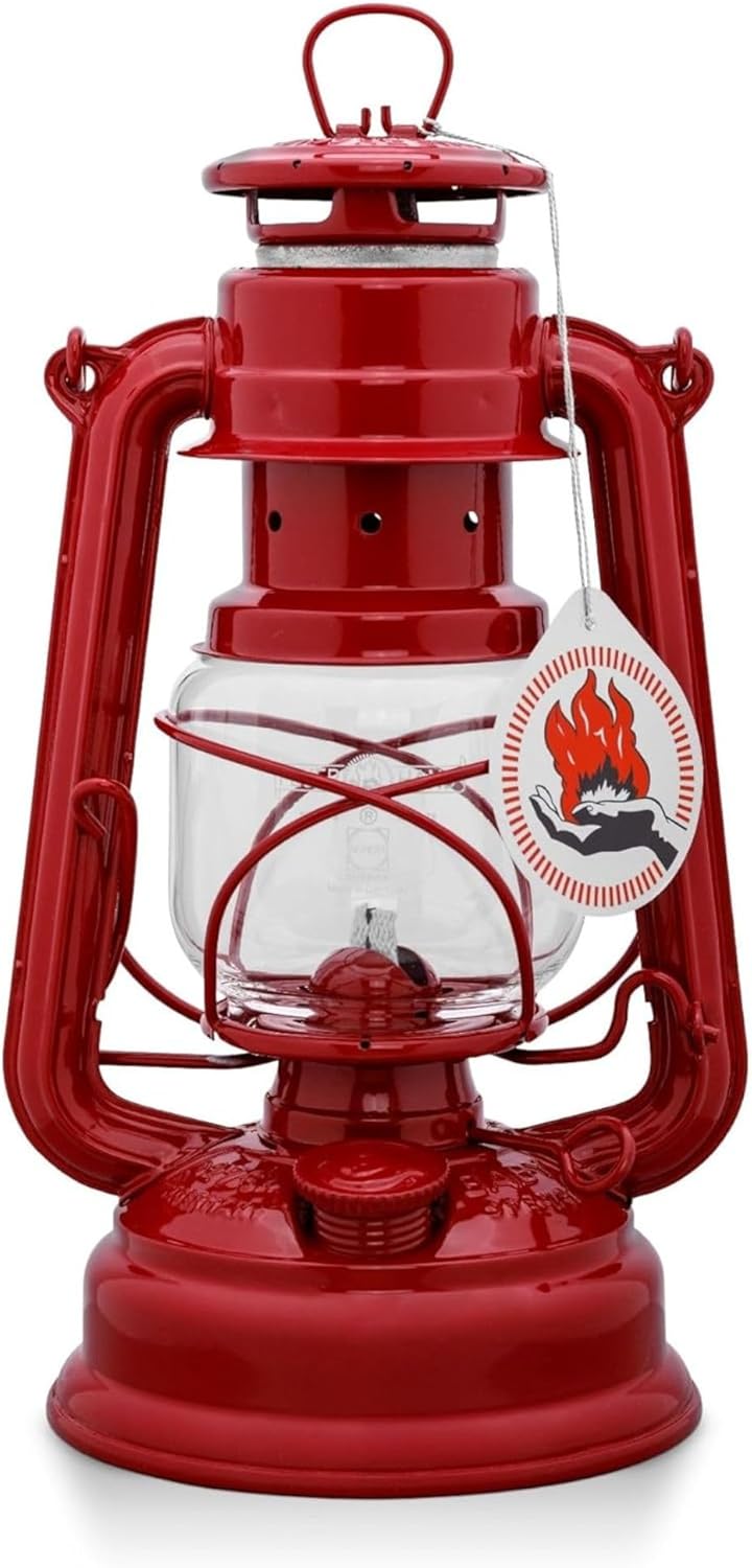Feuerhand Outdoor Kerosene Lantern - Weather Resistant 10 in Ruby Red