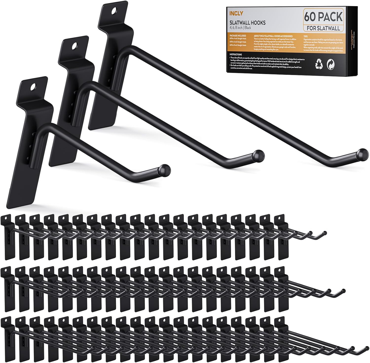 Heavy Duty Slatwall Hooks for Garage and Retail Display Needs