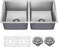 KRAUS Fairlane 33-inch Undermount Double Bowl Sink - Durable 18-Gauge