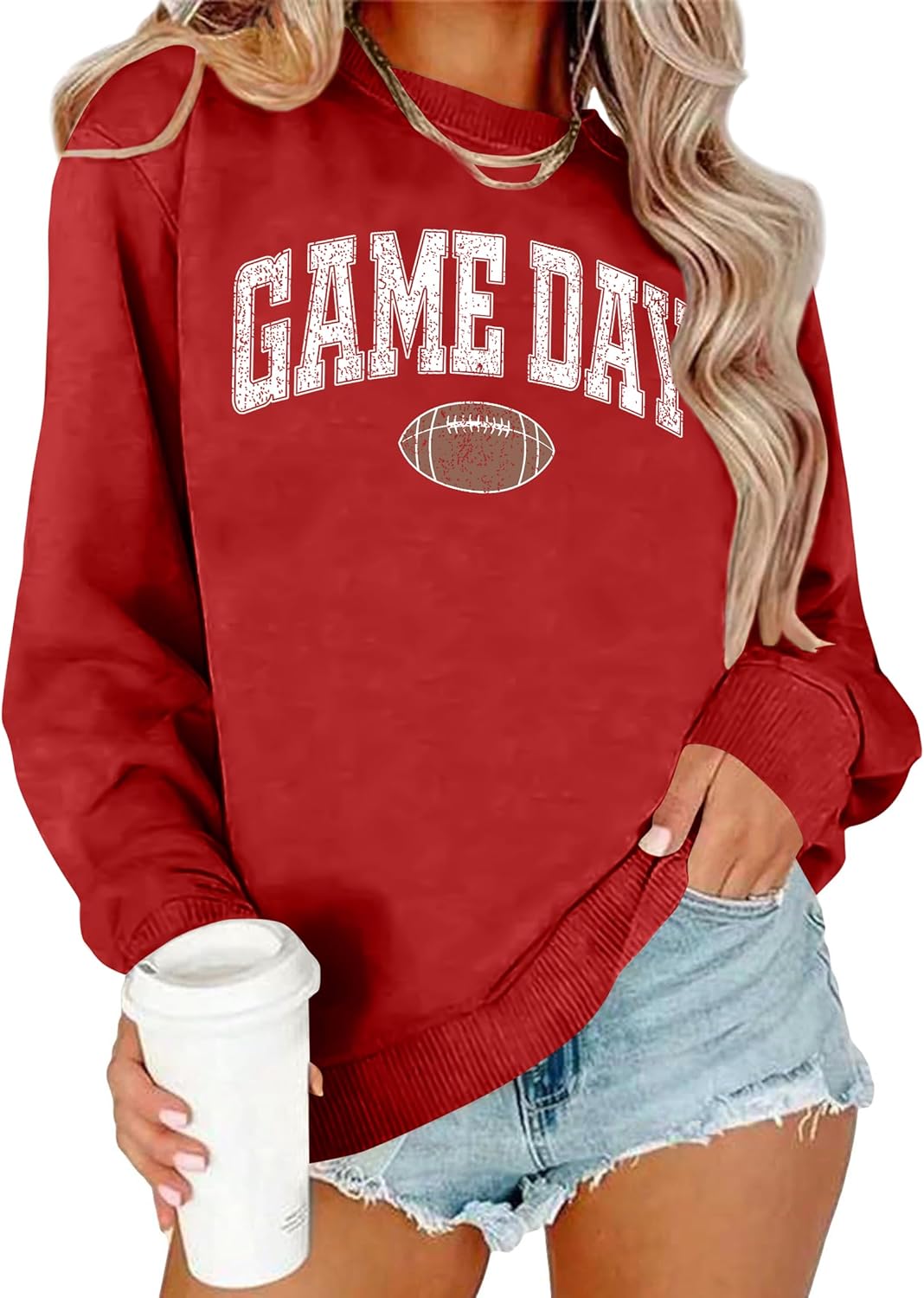 Cute Football Graphic Pullover Sweatshirt for Game Day Fun