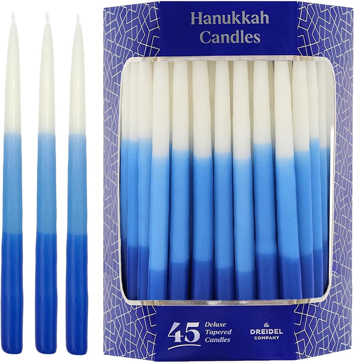 Deluxe Tapered Hanukkah Menorah Candles for All 8 Nights