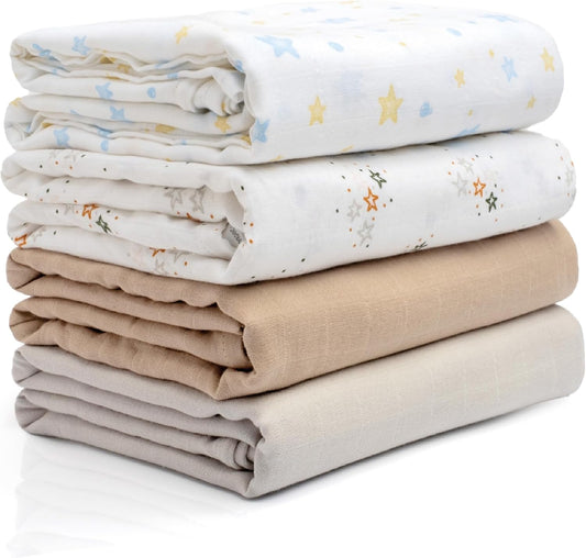 Organic Cotton 2-Layered Swaddle Baby Blanket Set for Newborns