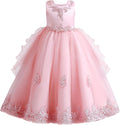 Flower Girls Puffy Tulle Princess Dress with Floral Bodice - Pageant