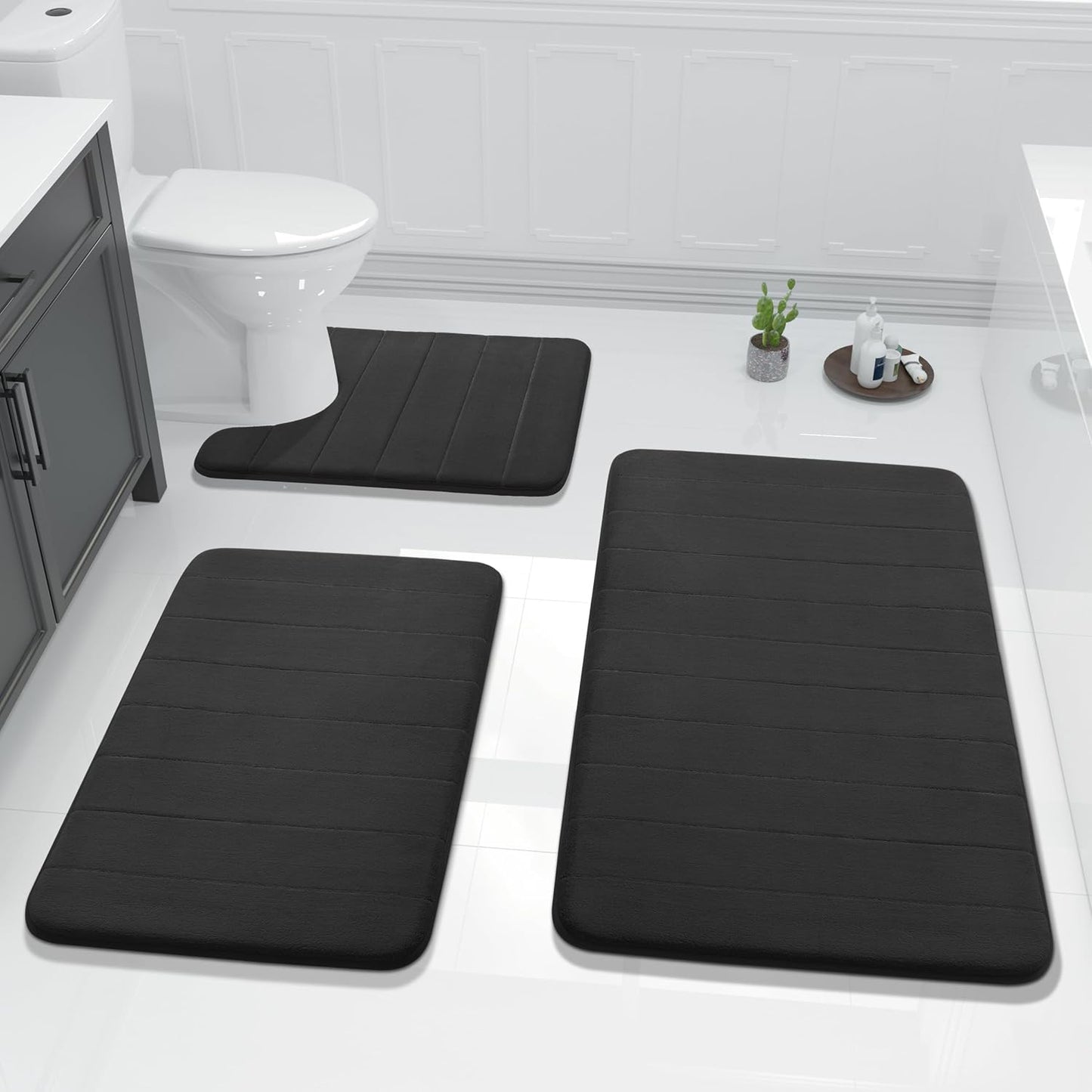 Yimobra Memory Foam Bath Mat Set - Soft, Non-Slip, Quick Dry