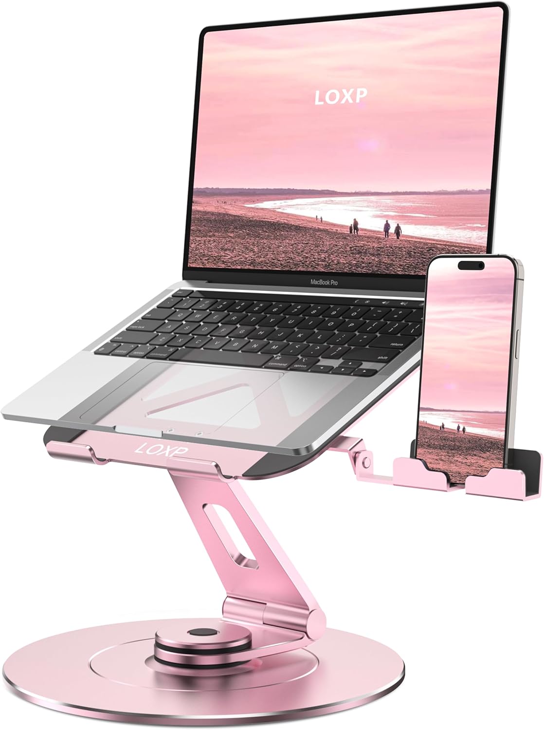 Ultra-Stable Aluminum Swivel Laptop Stand for Desk with Phone Holder