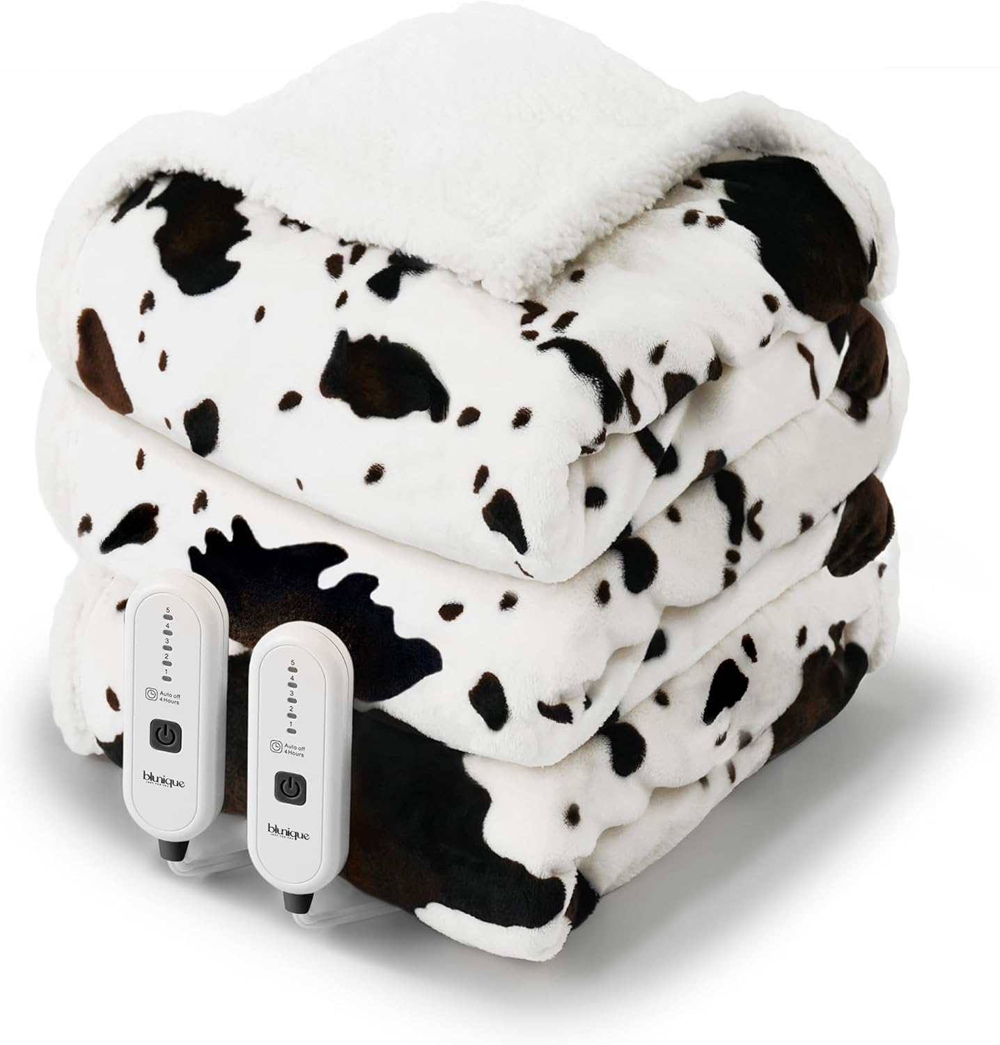 Cozy Cow Print Heated Blanket Queen - 5 Heat Levels