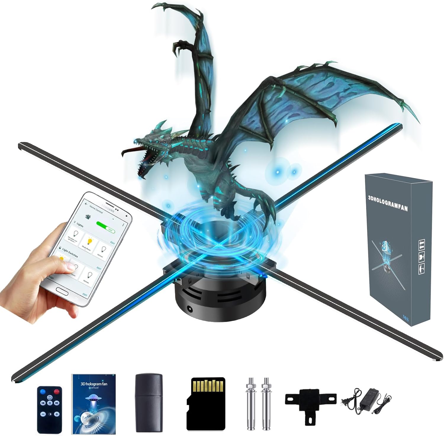 Missyou 3D Hologram Fan: HD Advertising Display with Remote & 700 Videos