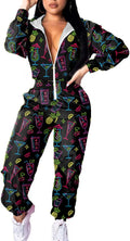 EOSIEDUR Women's Pullover Hoodies Jumpsuit Zipper Tracksuit Set Top