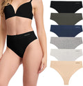 BAMBOO COOL Women's High Waisted Seamless Thongs 6 Pack - Breathable