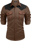 COOFANDY Men's Western Cowboy Embroidered Long Sleeve (Style 28Y2)