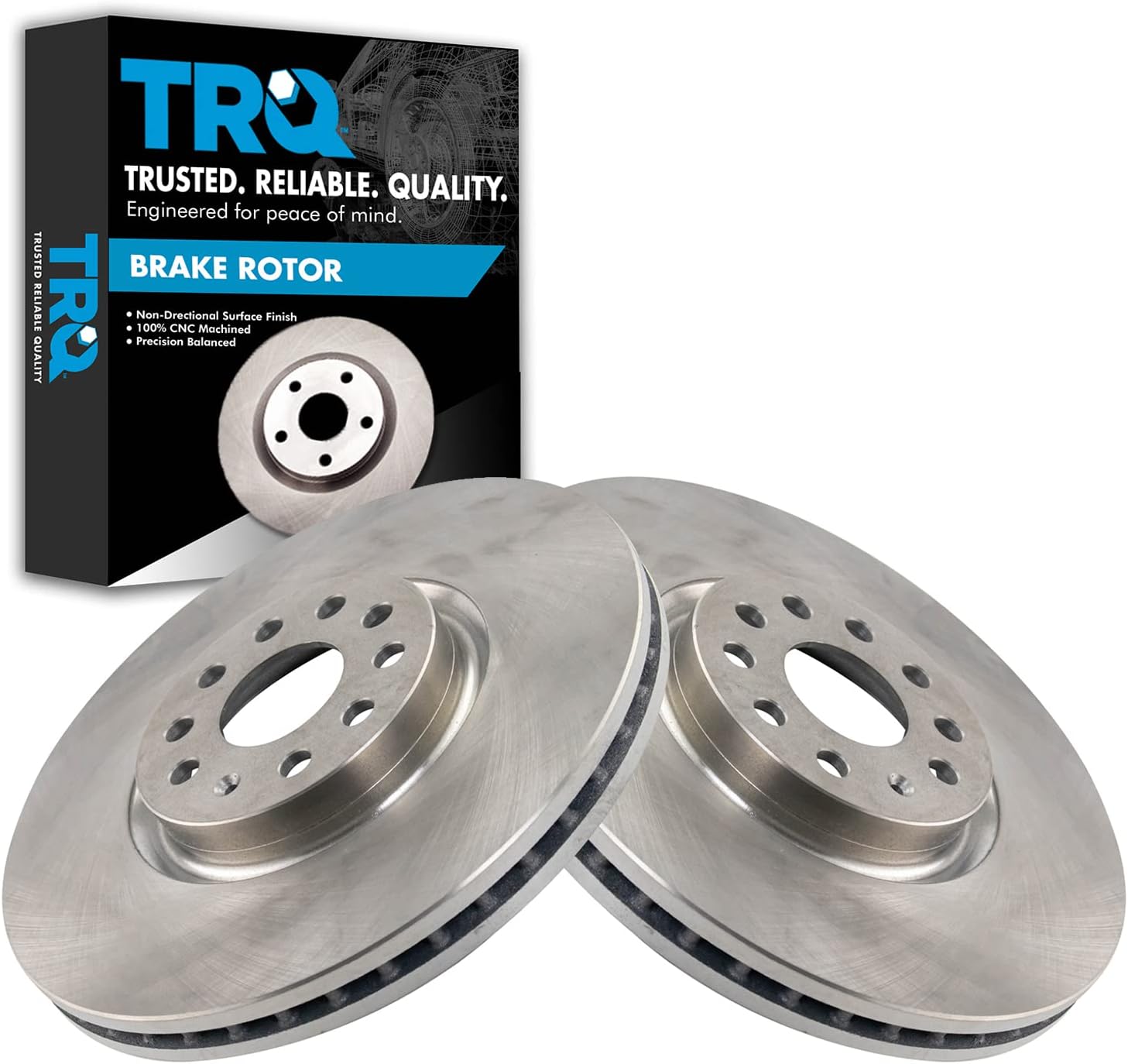 TRQ Front Brake Rotors Set Vented for Volkswagen Atlas Vehicles