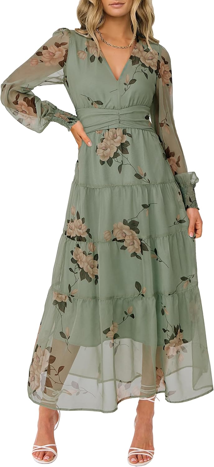 ANRABESS Womens Floral Long Sleeve Maxi Dress Review