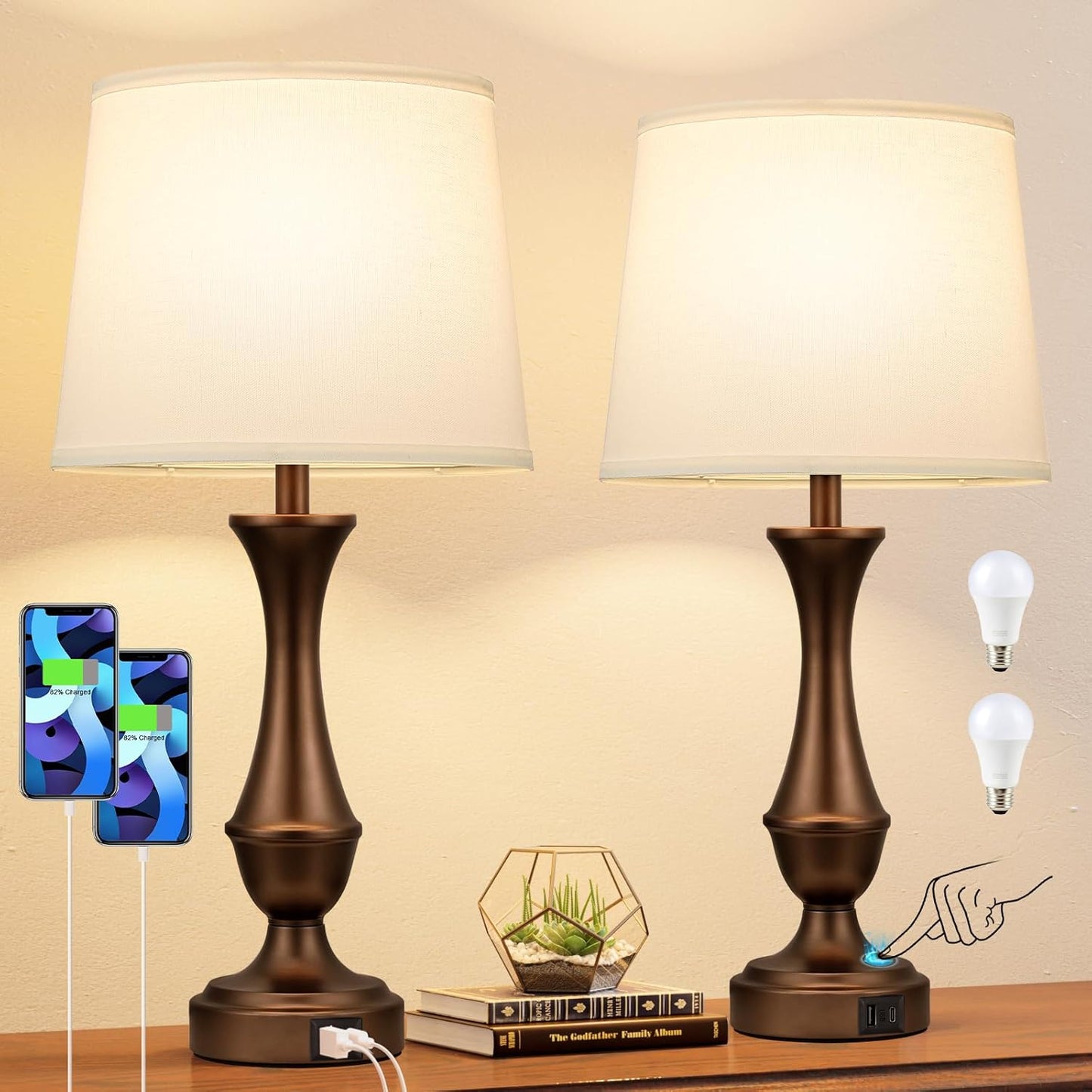 3-Way Dimmable USB Touch Lamps Set - Seealle