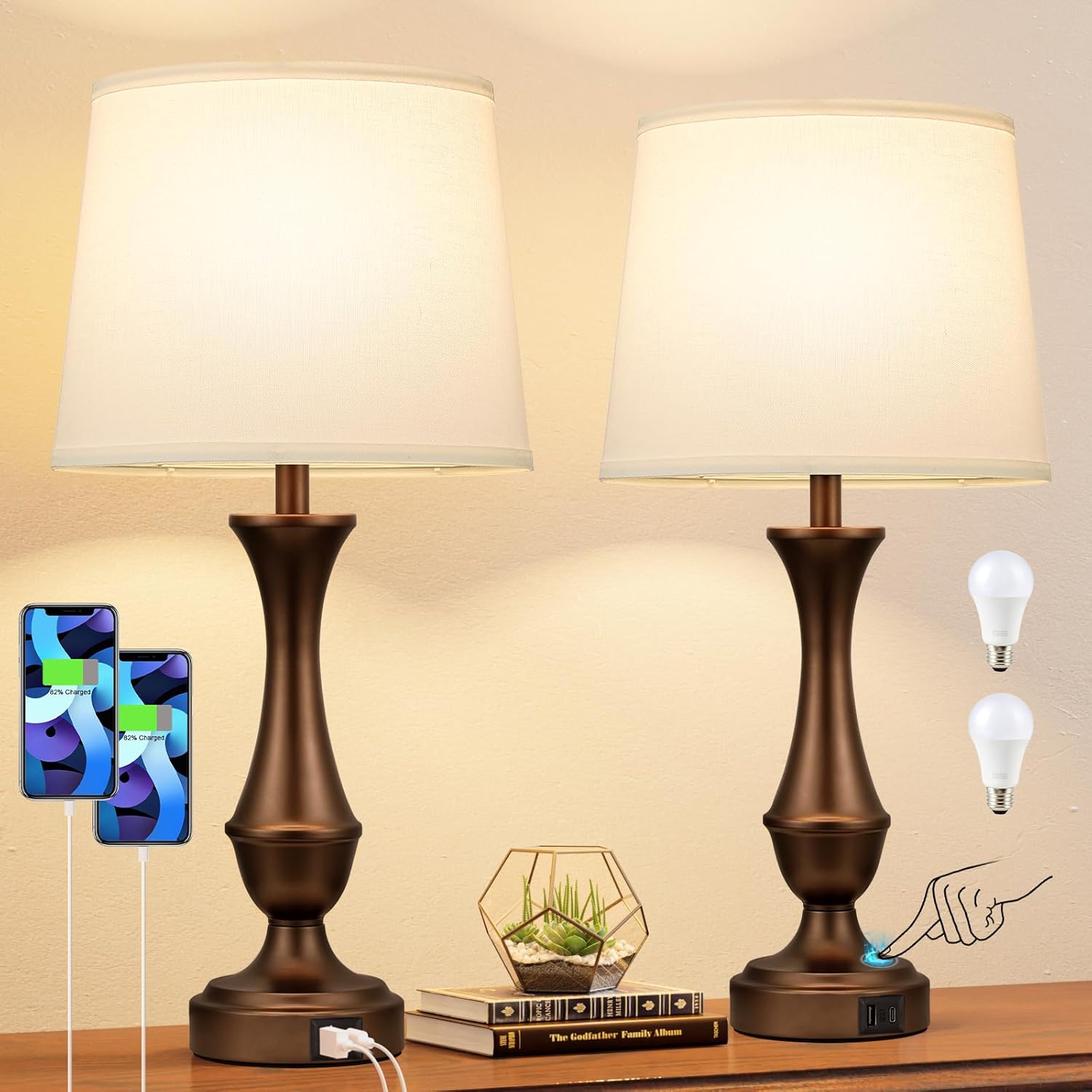 3-Way Dimmable USB Touch Lamps Set - Seealle