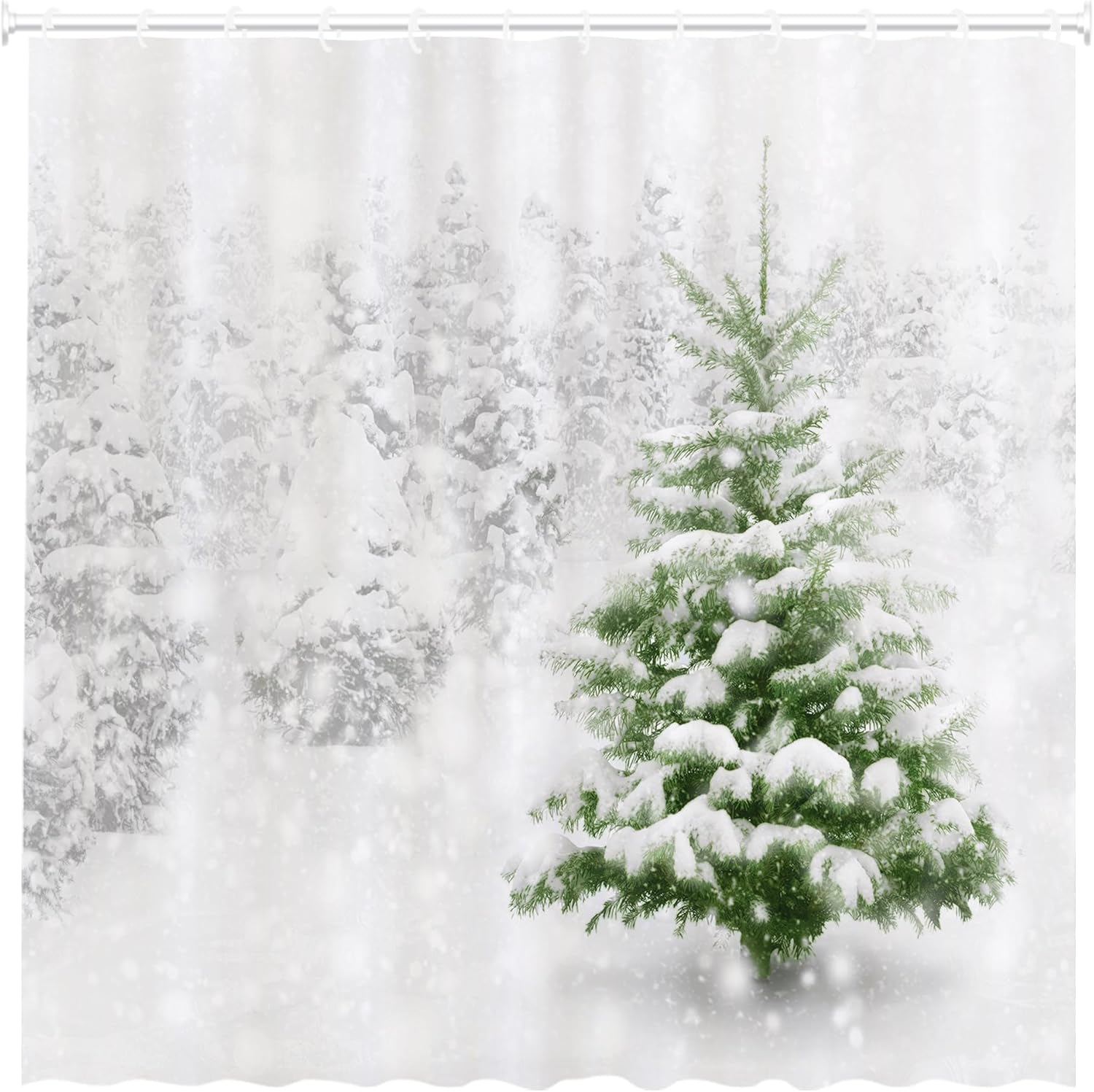 Snowflake Christmas Shower Curtain Set - Waterproof Home Decor