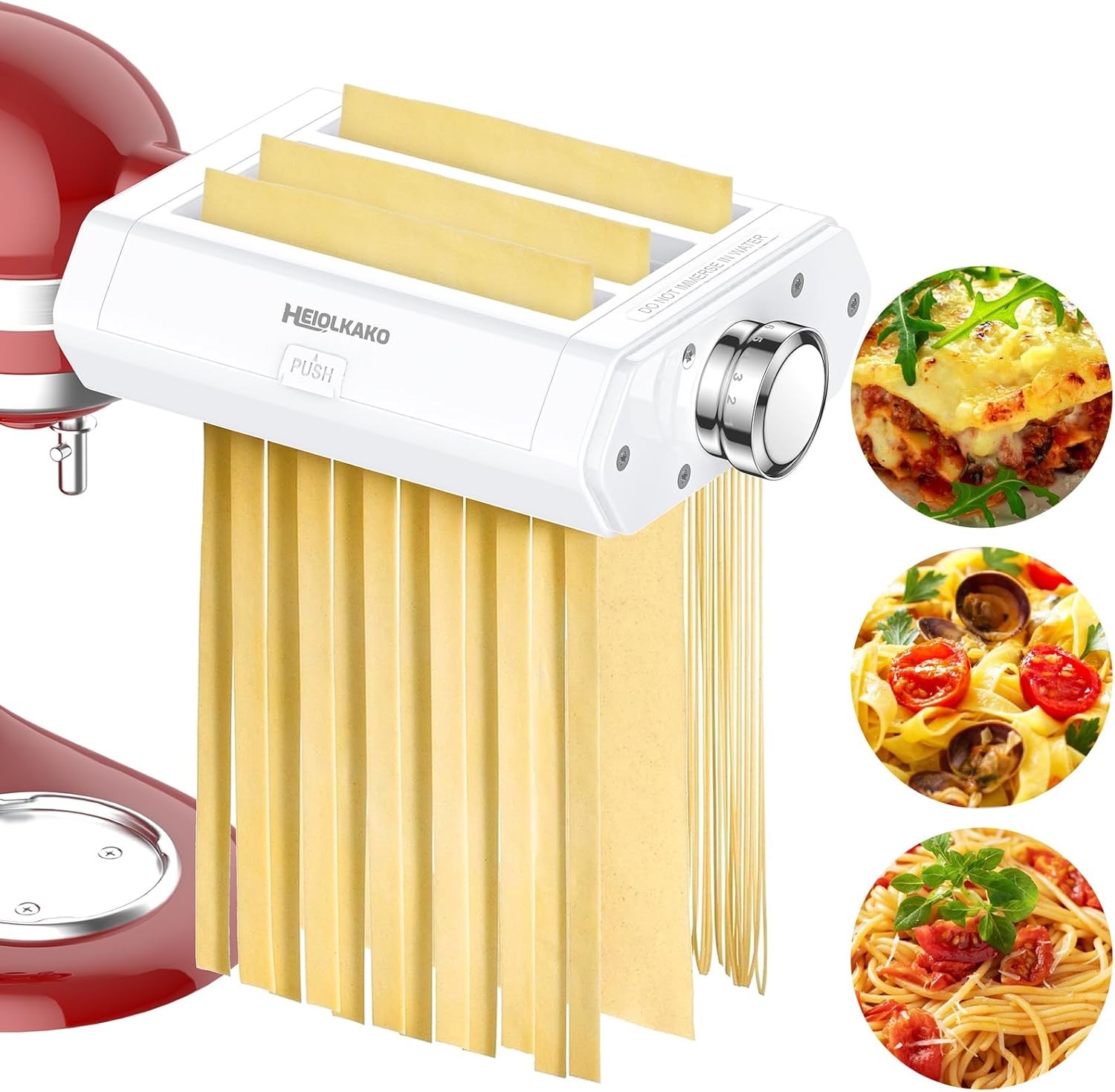 Heiolkako 3-in-1 Pasta Attachment Set for KitchenAid Stand Mixer