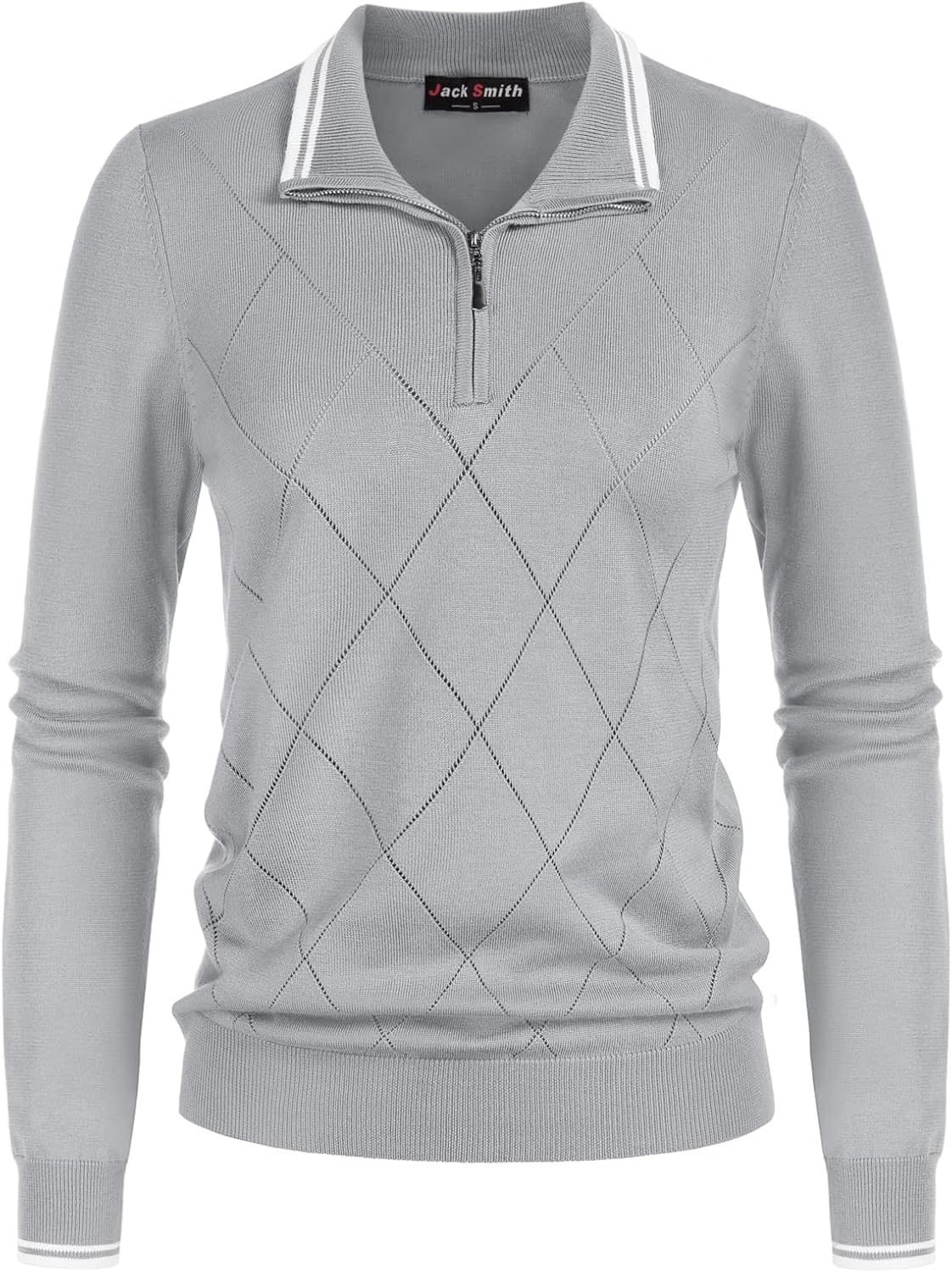 Stylish Pullover Sweaters for Women with Argyle Design and Zipper