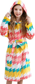 Girls Fleece Hooded Robe - Soft Plush Warm Bathrobe for Kids