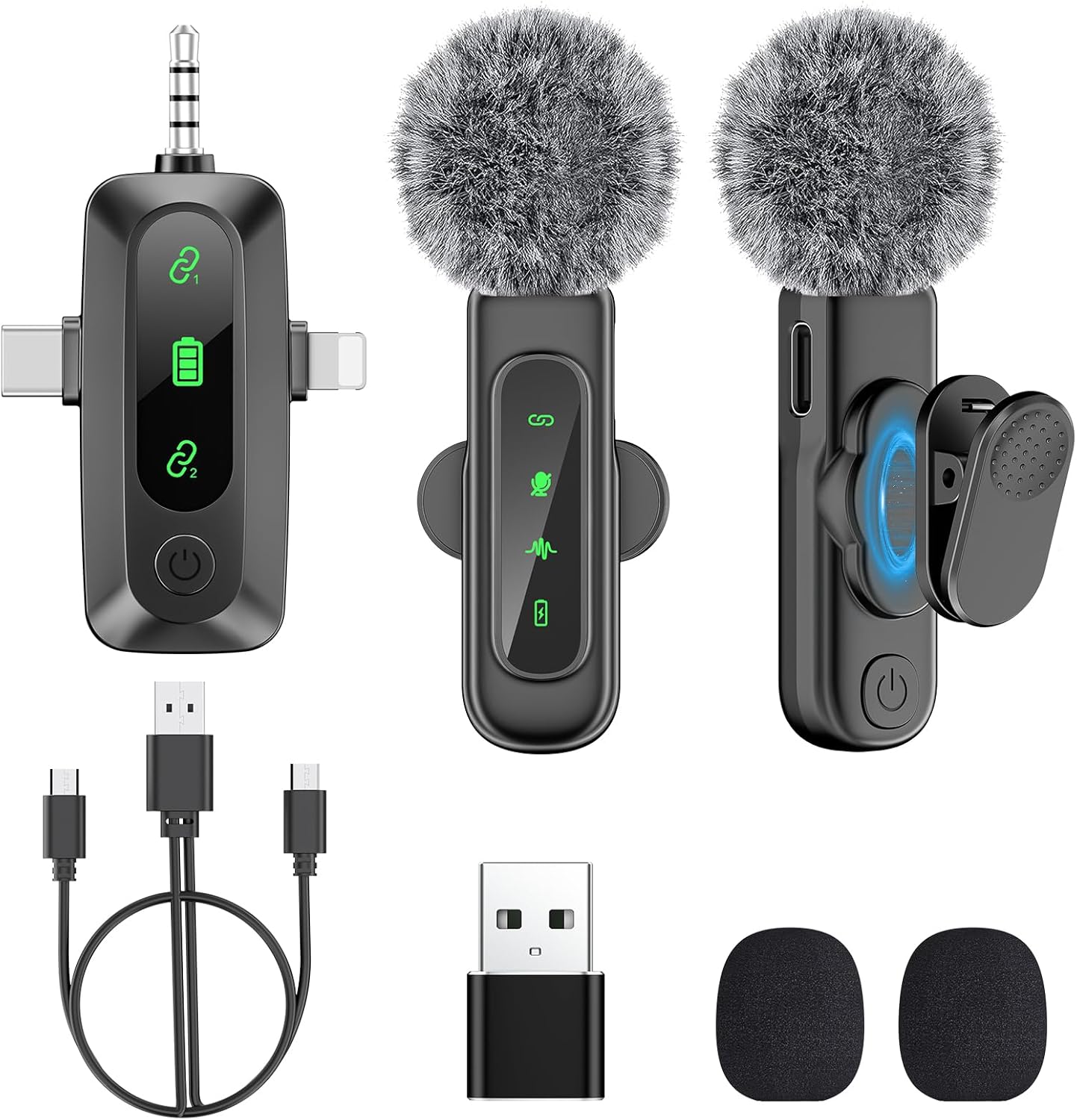 PoP voice 3in1 Wireless Lavalier Microphone for Vlogs and More