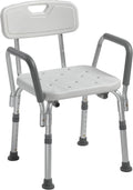 Drive Medical Shower Chair with Back and Padded Arms for Safety