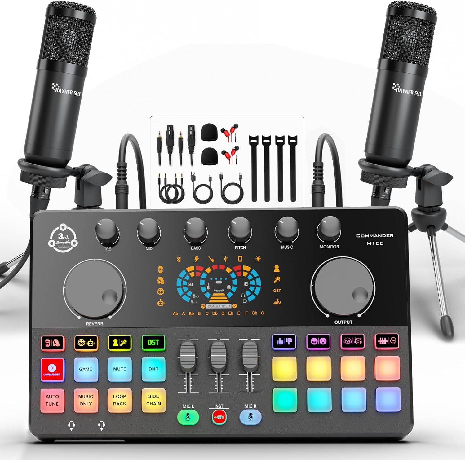 Podcast Equipment Bundle for 2 with Audio Interface and Mixer