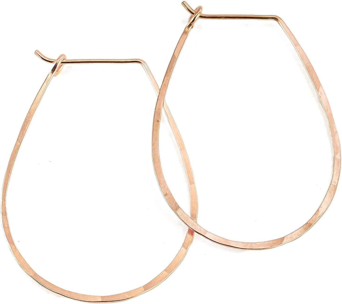 Thin Hammered Hoop Earrings in 14K Rose Gold Filled for Women
