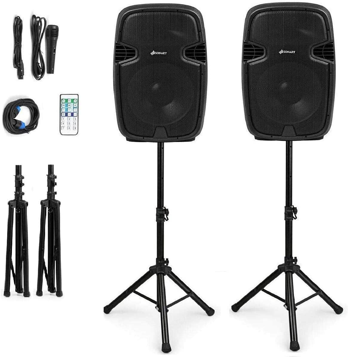 GOFLAME Portable 15in PA Speaker System Set for DJs and Events