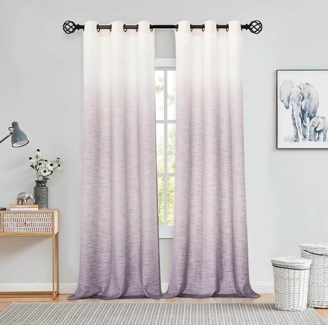 Central Park Ombre Window Curtain Panel Set of 2 for Home Decor