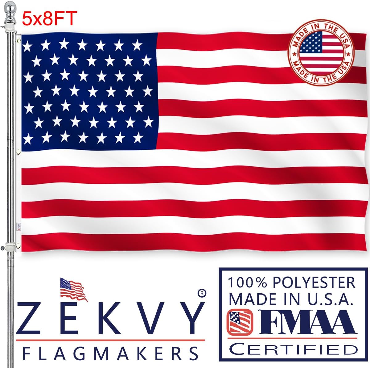 American US Flag 5x8 Outdoor Heavy Duty Made in USA Quality