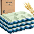 Pinkunn 12 Pcs 14ft Large Divided Plates - Durable 6-Compartment Lunch
