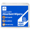 Medline Absorbent Wipers+ Disposable Heavy Duty Dry Wipes - Durable