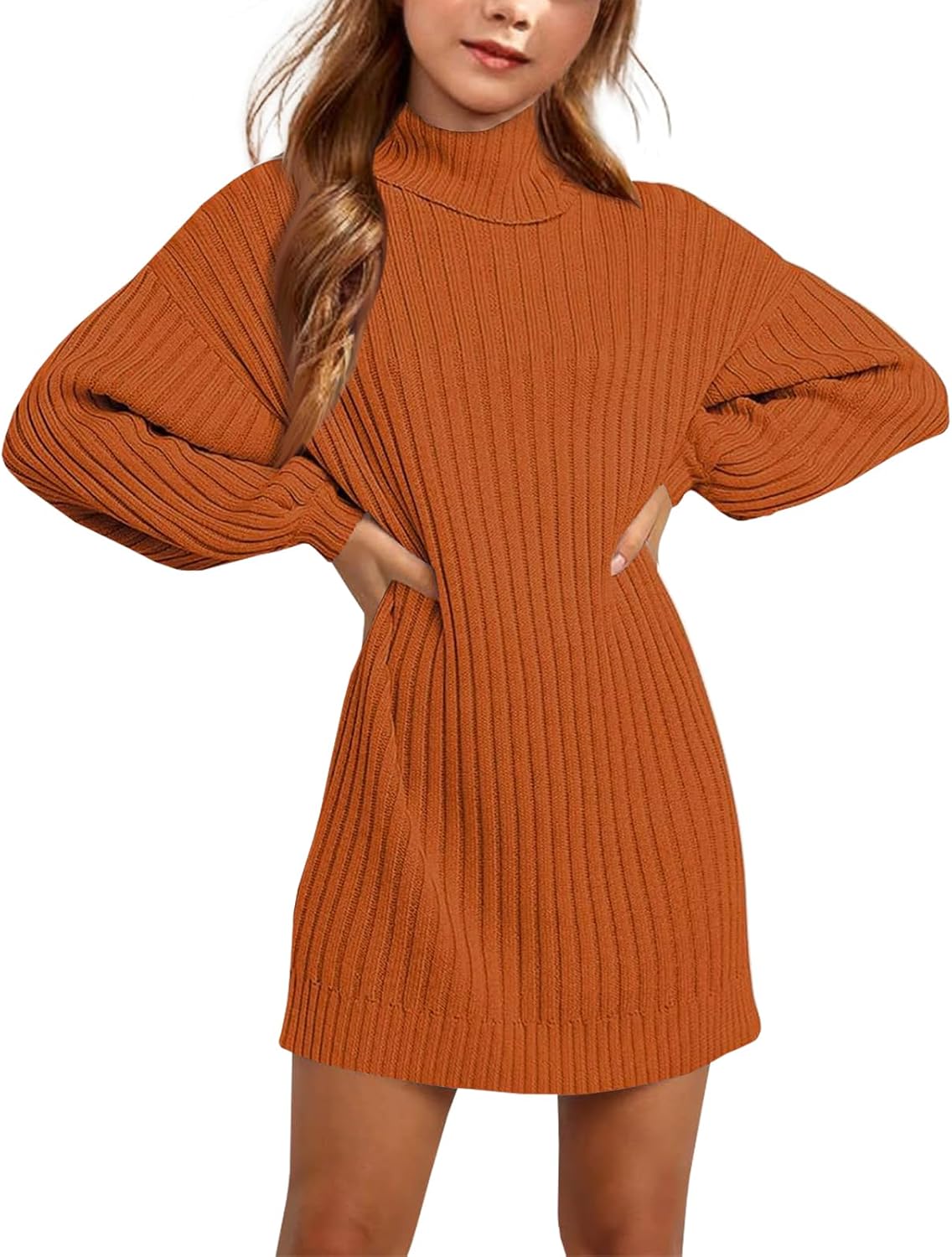 Fall Winter Girls Oversized Sweater Dress for Casual Wear