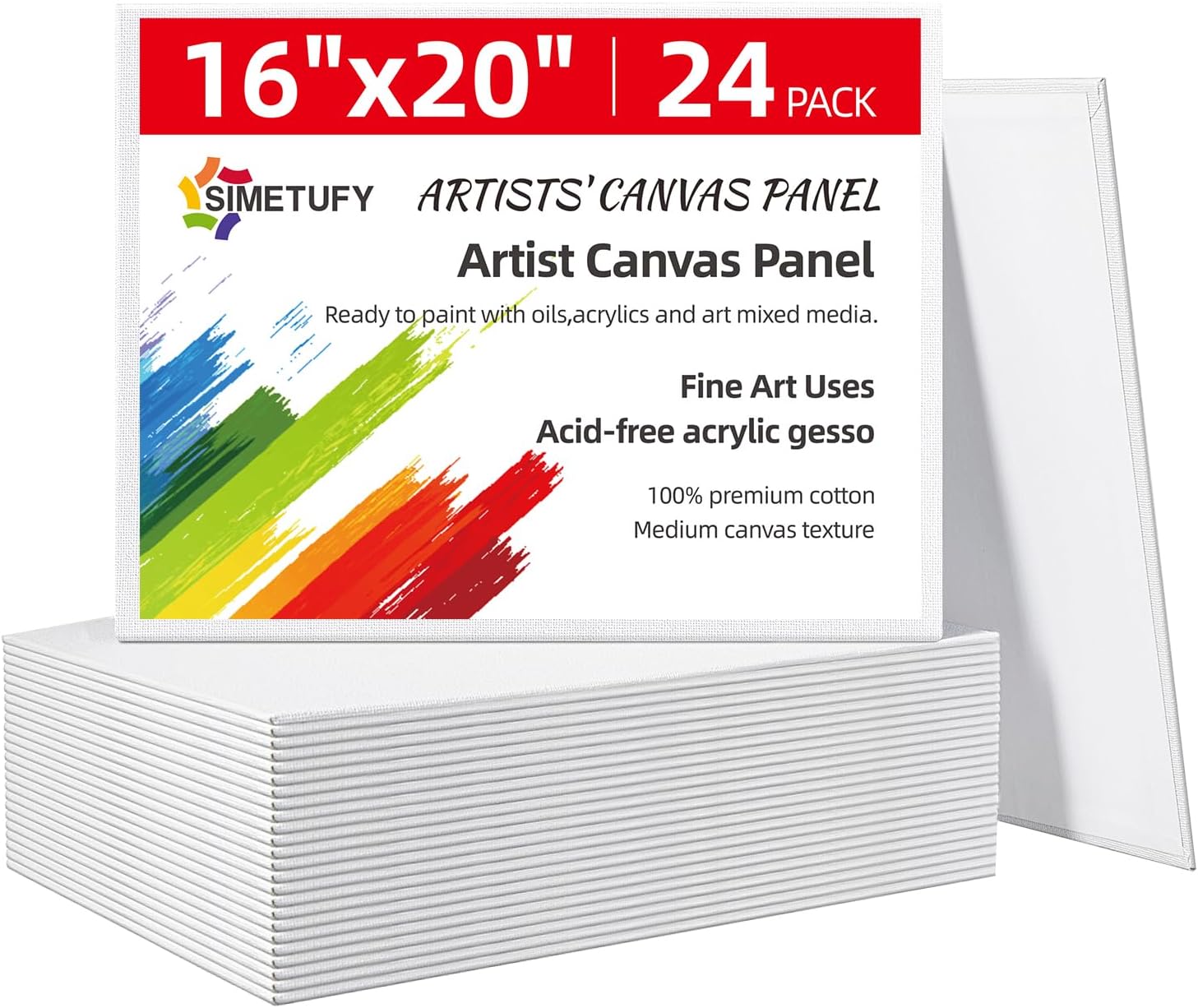 Large 16x20 Canvas Boards 24 Pack for All Painting Mediums