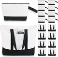 16 Pcs Canvas Tote Bags Bulk and Makeup Pouches Set - Reusable