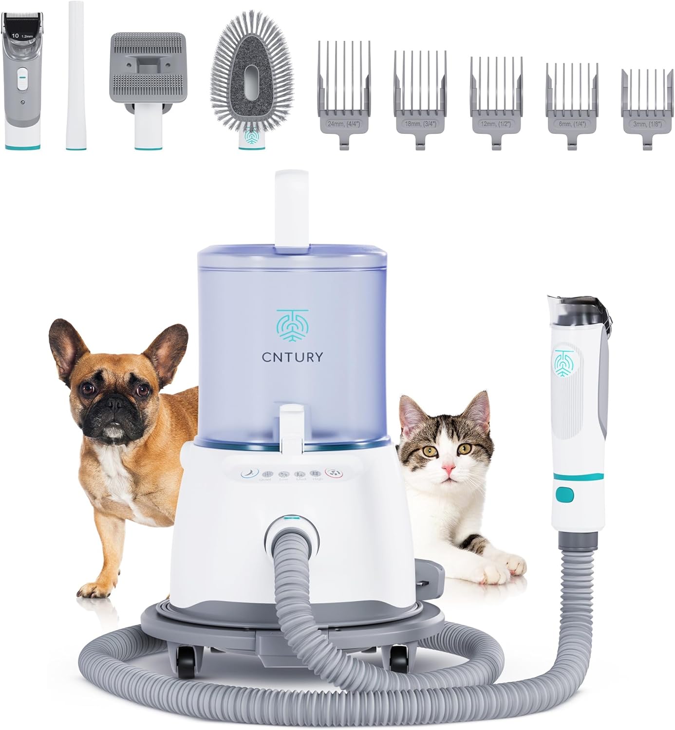 Silent Pet Grooming Vacuum - 5-in-1 Set, Quiet Operation