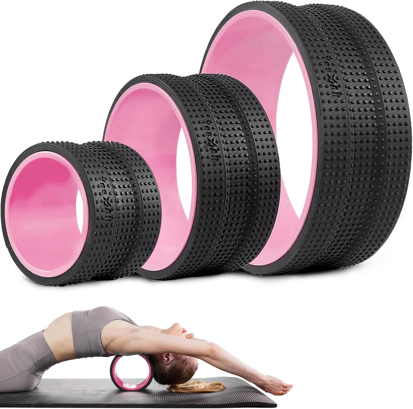 Yes4All Yoga Wheel Roller | Back Cracker to Ease & Support | Comfortably Targets Pressure Points