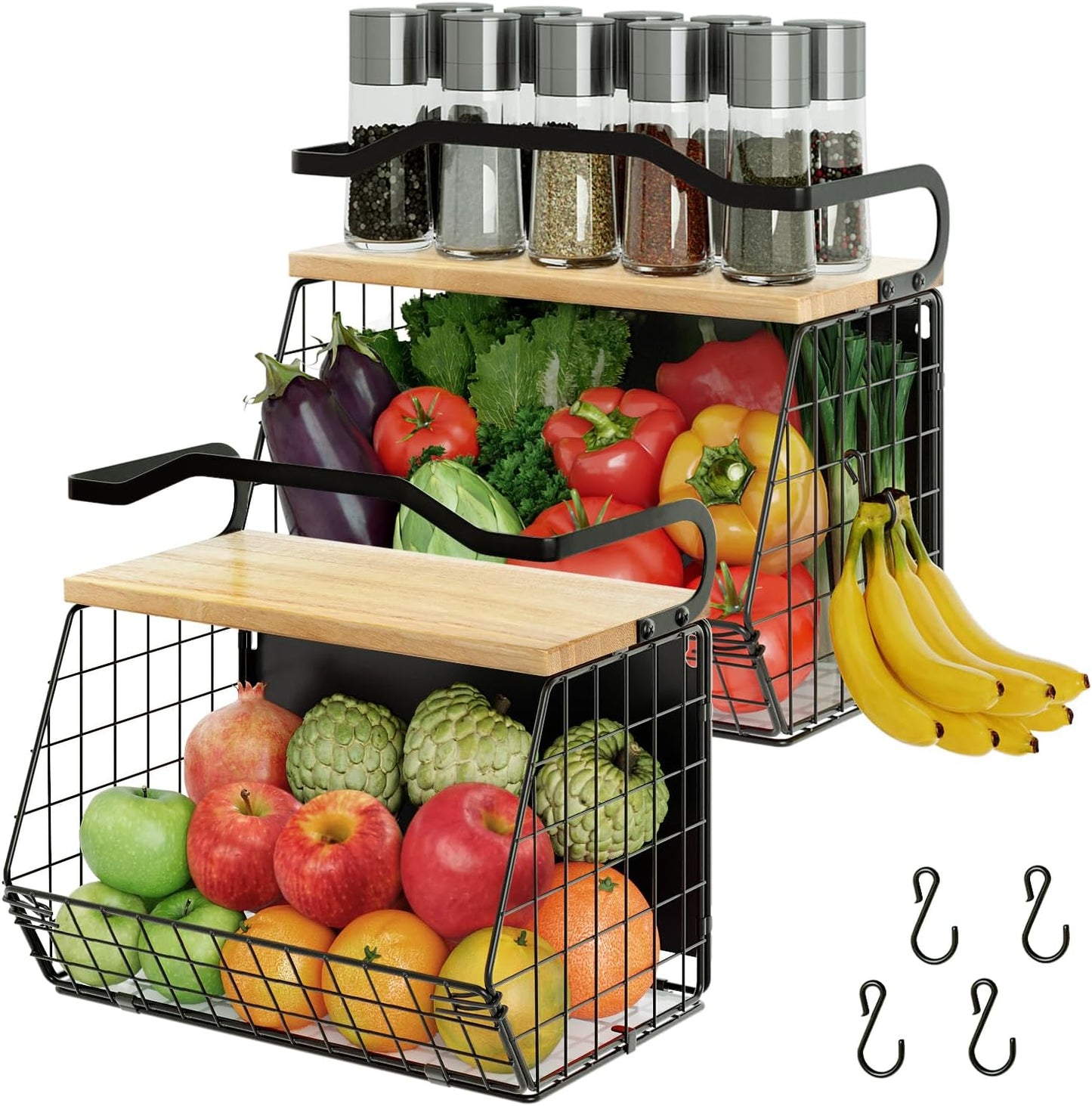Magnetic Shelf for Fridge with Wood Lid - Space-Saving Storage