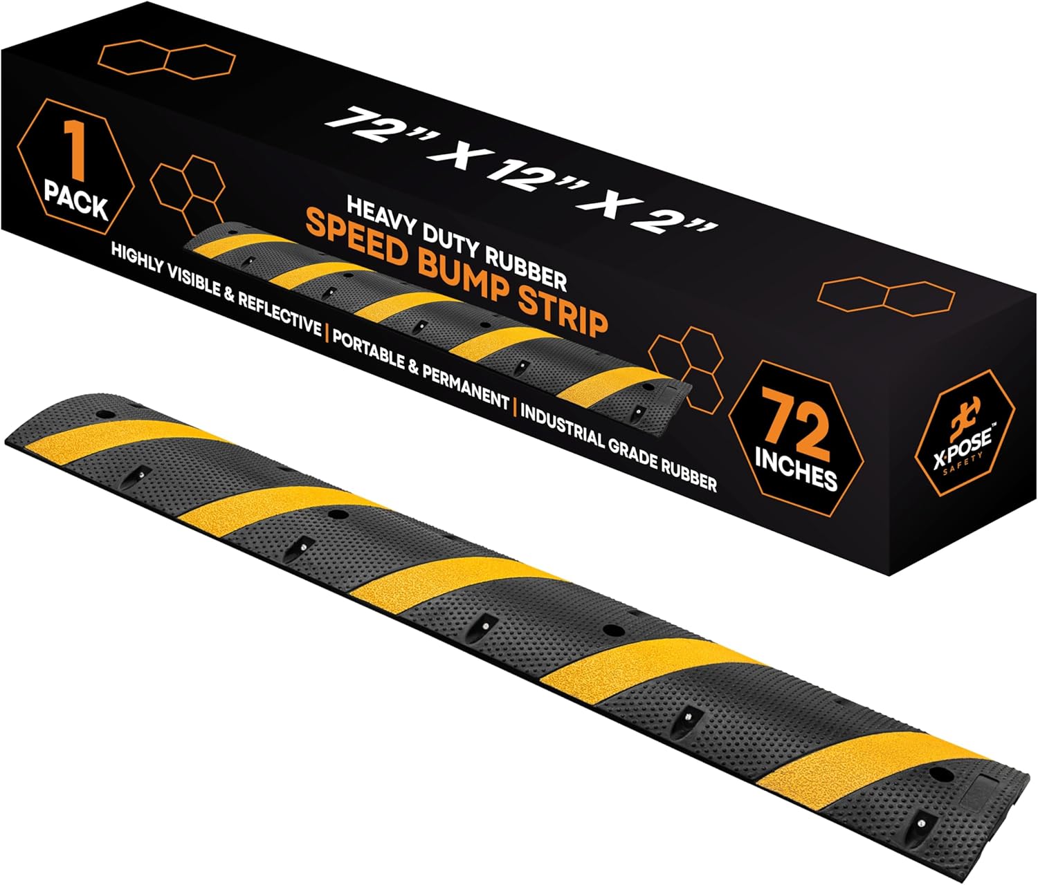 Xpose Safety 6 Ft Rubber Speed Bump for Traffic Control and Safety
