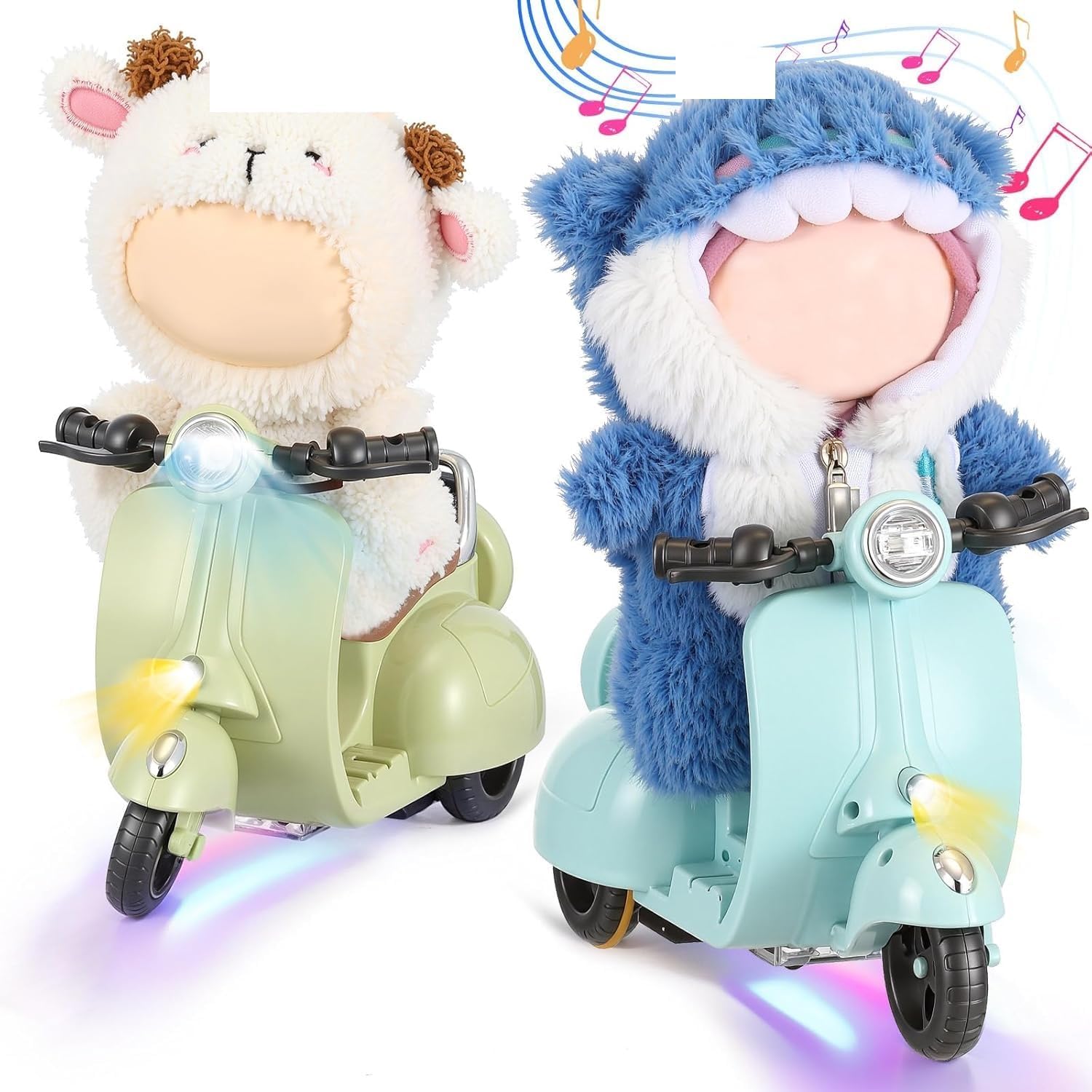 Mini Electric Scooter Toy for Dolls with Music & Lights Fun