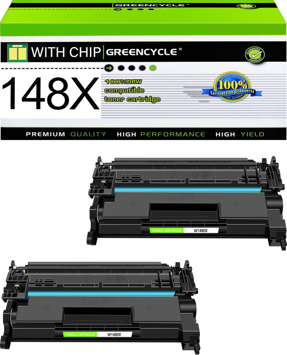 High Yield HP 148X Black Toner Cartridge Replacement 2-Pack
