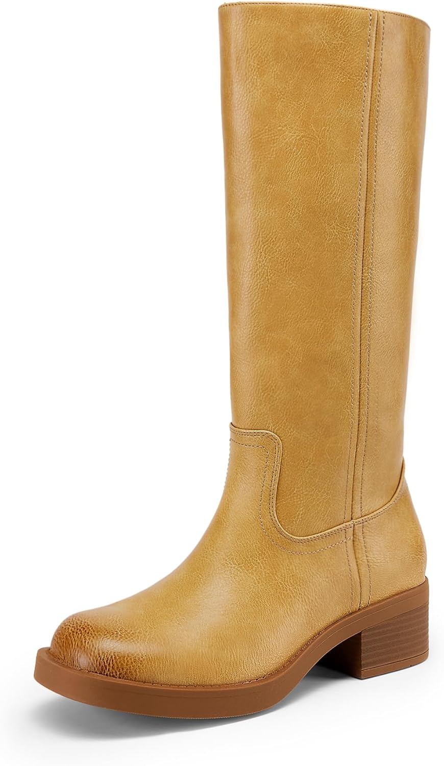 DREAM PAIRS Womens Knee High Boots with Chic Square Toe Design