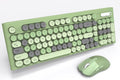 Wireless Keyboard Mouse Combo Full Size Retro Round Keycaps - Quiet