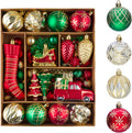 Christmas Ball Ornaments Set 72ct Red Gold Green - Shatterproof