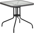 Flash Furniture Barker 28in Square Tempered Glass Metal Table - Patio