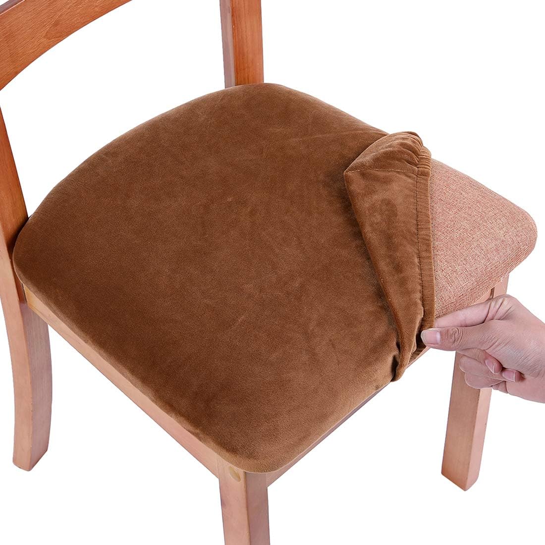 Smiry Velvet Seat Covers for Dining Room Chairs Set of 6